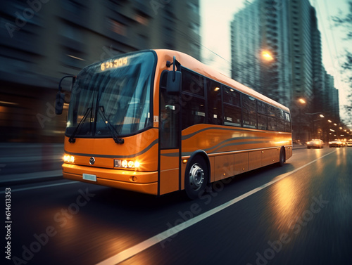 Fast bus on the road