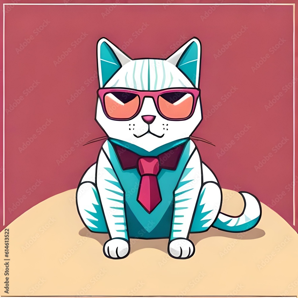 Cute cartoon cat. (AI-generated fictional illustration)