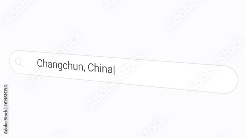 Typing Changchun, China In The Search Box. Spring City of the Northern Country. closeup photo