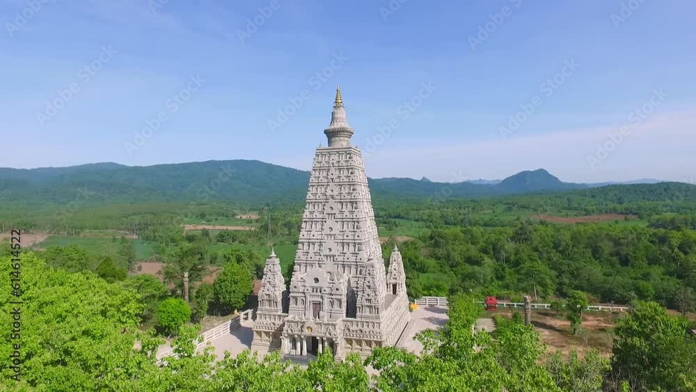 Aerial view of Phutthakhaya Pagoda, Wat Chong Kham in Thailand. Aerial view of Phutthakhaya Pagoda, Wat Chong Kham in Thailand.