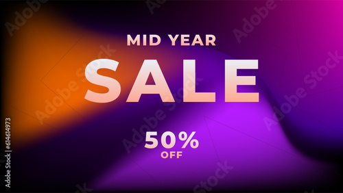 MID YEAR SALE OFFERS AND PROMOTION TEMPLATE BANNER DESIGN.COLORFUL GRADIENT MESH COLOR BACKGROUND VECTOR. GOOD FOR SOCIAL MEDIA POST, COVER , POSTER 