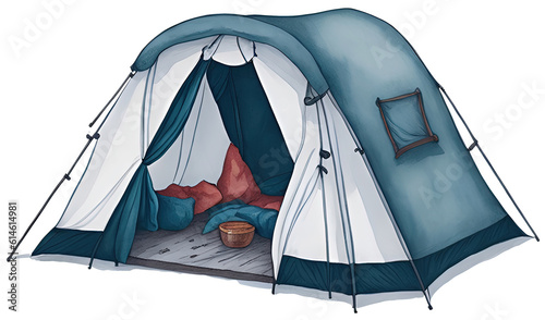 Watercolor camping tent.