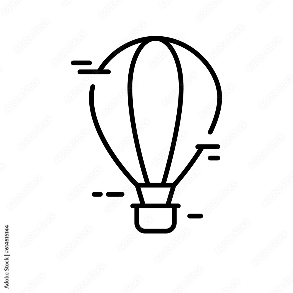 Air balloon travel and tourism icon with black outline style. 3d, red, cartoon, template, nature, banner, heat. Vector Illustration Air balloon travel and tourism icon with black outline style. 3d, red, cartoon, template, nature, banner, heat. Vector Illustration