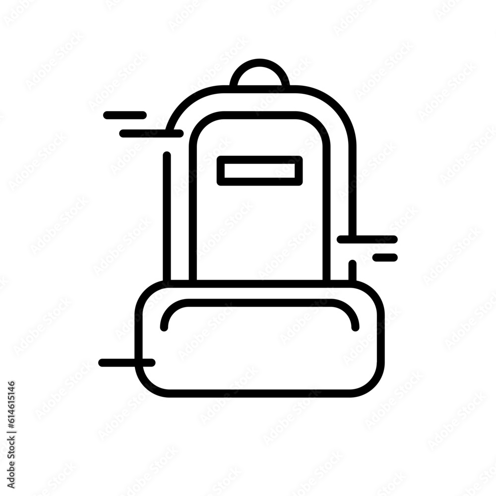 Backpack travel and tourism icon with black outline style. kid, satchel, lifestyle, trip, camping, element, person. Vector Illustration Backpack travel and tourism icon with black outline style. kid, satchel, lifestyle, trip, camping, element, person. Vector Illustration