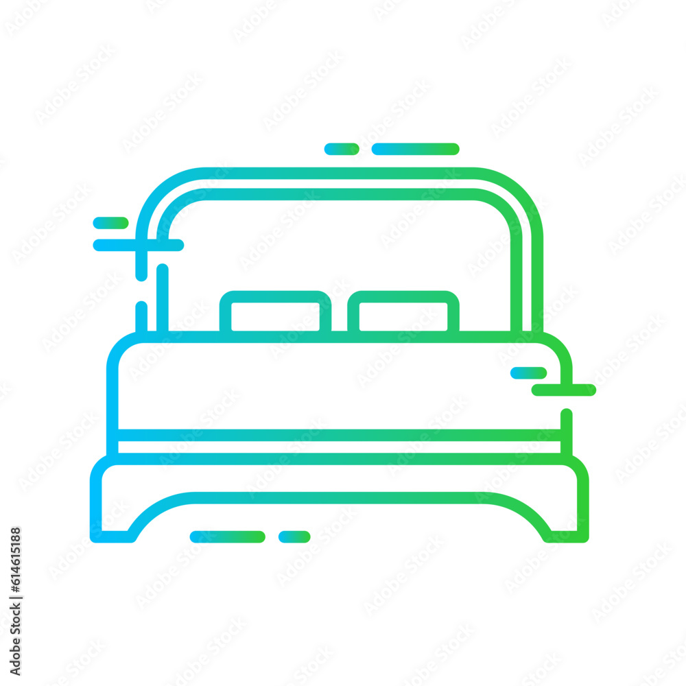 Resort travel and tourism icon with blue and green gradient outline style. lounge, villa, sky, poolside, spa, couple, sun. Vector Illustration Resort travel and tourism icon with blue and green gradient outline style. lounge, villa, sky, poolside, spa, couple, sun. Vector Illustration