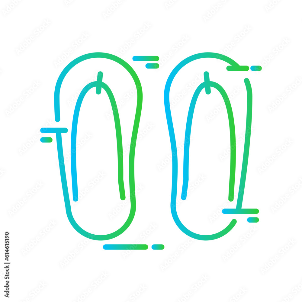 Slippers travel and tourism icon with blue and green gradient outline style. animal, clothing, style, room, person, leg, accessory. Vector Illustration Slippers travel and tourism icon with blue and green gradient outline style. animal, clothing, style, room, person, leg, accessory. Vector Illustration