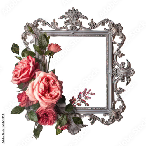 rose frame in white background
