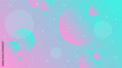 Modern Abstract Background with Motion Round Retro Memphis and Blue Purple Pink Gradient Color