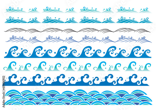 波　海　ライン　イラスト素材　