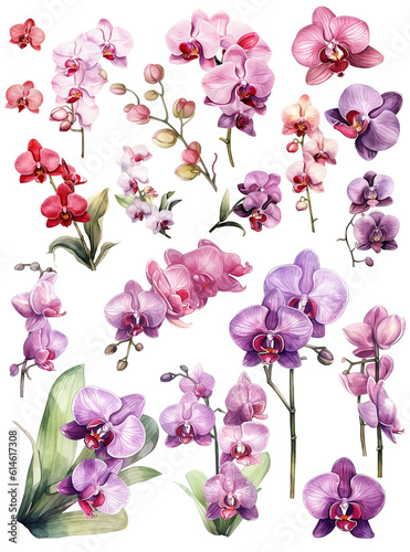 Pink orchid isolated on white photo