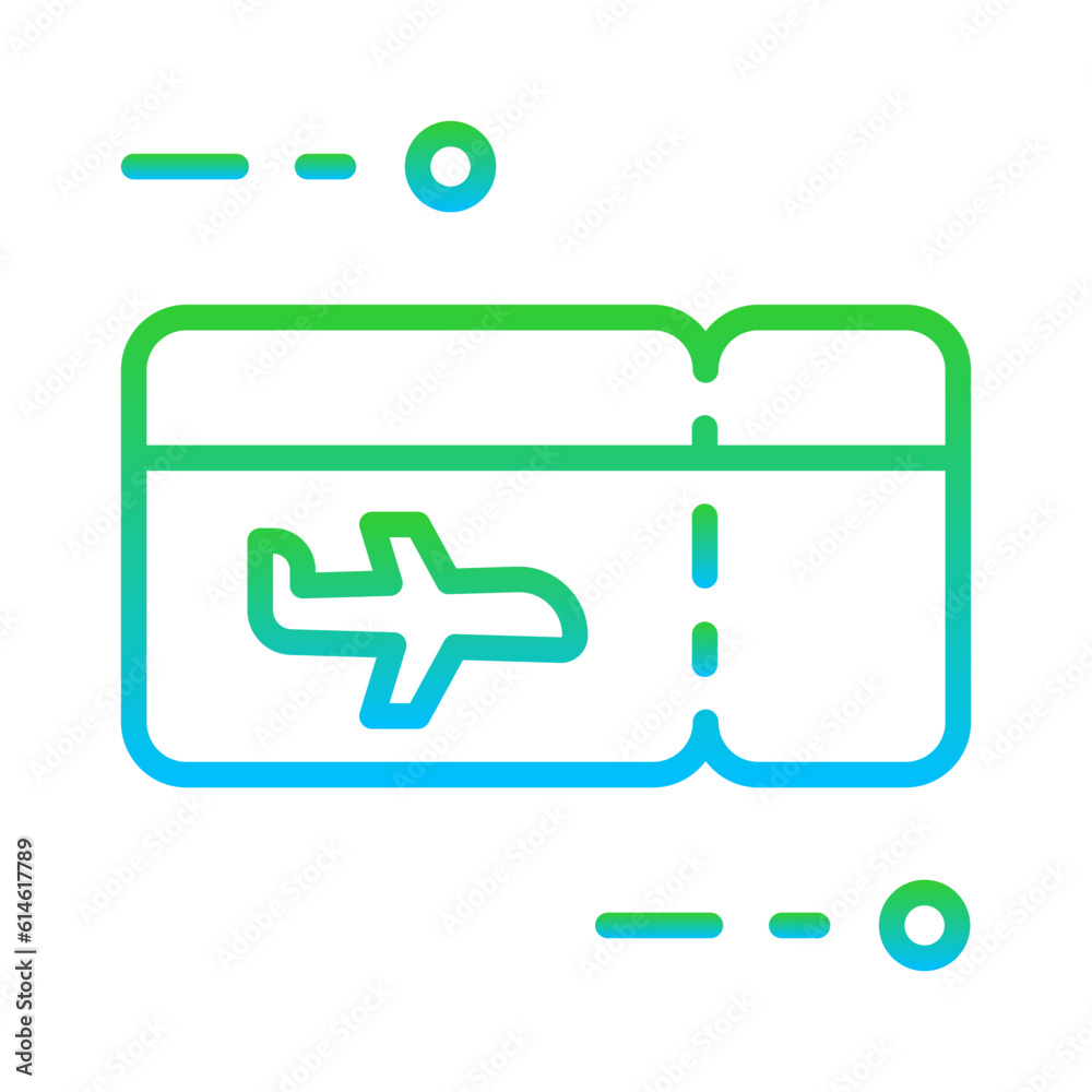 Ship ticket travel and tourism icon with green and blue gradient outline style. blue, destination, board, symbol, booking, tour, pattern. Vector Illustration Ship ticket travel and tourism icon with green and blue gradient outline style. blue, destination, board, symbol, booking, tour, pattern. Vector Illustration