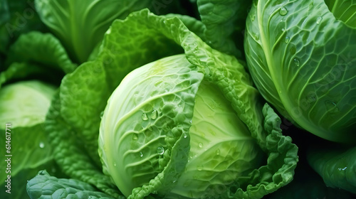 Wet cabbage with drops of water