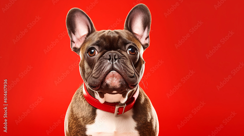  dog with a red background