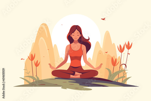 beautiful girl doing yoga illustration, international yoga day, yoga day banner, yoga day background