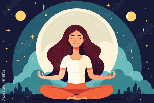 beautiful girl doing yoga illustration, international yoga day, yoga day banner, yoga day background
