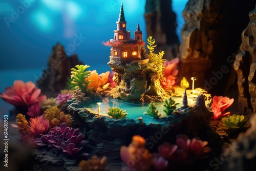 a whimsical miniature island Generative Ai