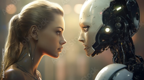 A Direct Encounter: Locking Eyes Between a Woman and a Humanoid Robot. The Confrontation of Humanity.