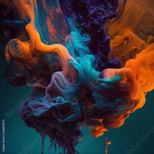 creative chaos - colorful swirling inks mixed with epoxy, colorful abstract painting, generative ai