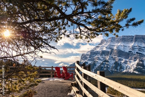 Adirondack Chairs Overlooking Banff Mountains