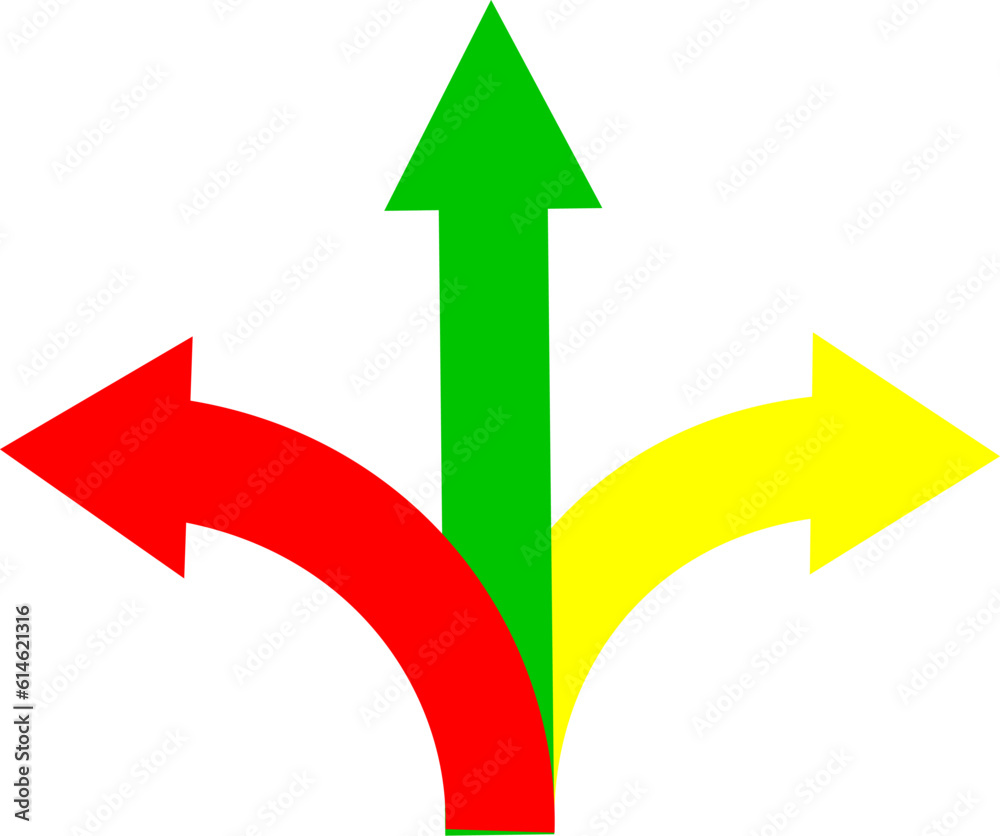 Three way icon. Green, red and yellow arrows Navigation location. GPS elements pack symbol template for graphic and web. Replaceable vector design. Three way icon. Green, red and yellow arrows Navigation location. GPS elements pack symbol template for graphic and web. Replaceable vector design.