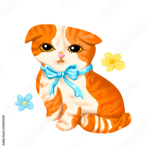 Cute Scottish Fold Cat Cartoon