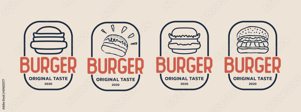 Burger Original Taste Vintage Badge Logo Vector Illustration