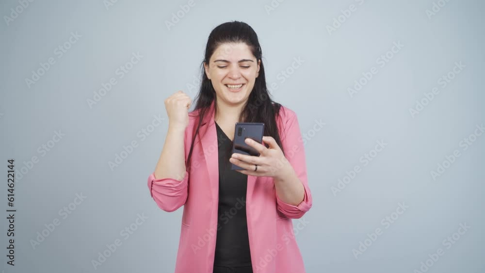 Business woman rejoice. Business woman rejoice.
