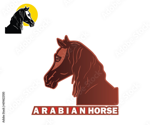 ARABIAN HORSE FACE LOGO, silhouette of great fastest animals running vector illustrations