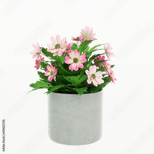 Decorative flower in a pot, 3d render
