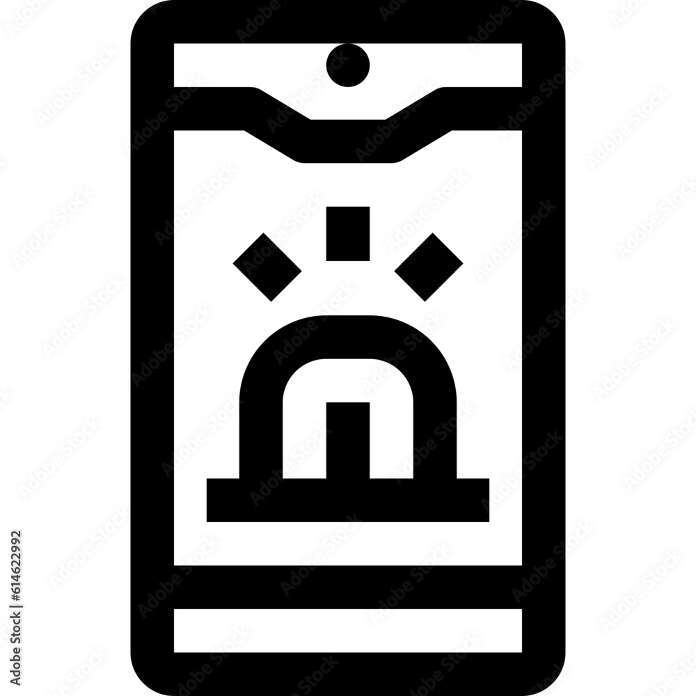 alarm mobile black outline icon