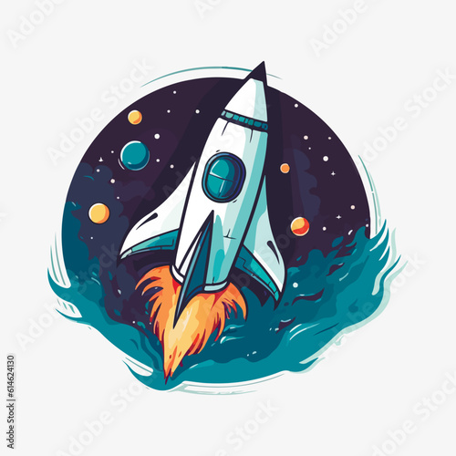Starship logo. Space satelite retro shuttle moon discovery logotypes of observatory vector badges isolated. Shuttle and satellite, spaceship and rocket adventure illustration