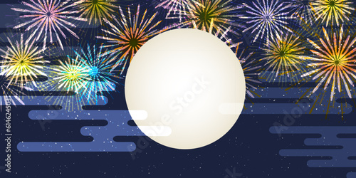 月見　十五夜　満月　背景