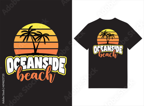 Oceanside Beach Print ready Beach Theme T shirt Design Vector