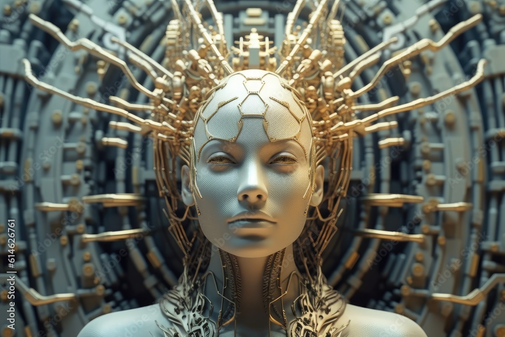 Dream of the machine, science fiction female artificial intelligence. Generative AI Dream of the machine, science fiction female artificial intelligence. Generative AI