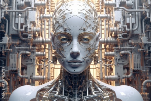 Dream of the machine  science fiction female artificial intelligence. Generative AI