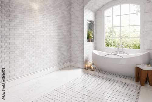Teilentwurf eines Badezimmers in modernem Design mit Badewanne - 3D Visualisierung
