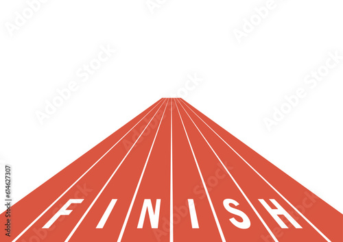 Running Track or Athlete Track with Finish Line. Vector Illustration Isolated on White Background. 