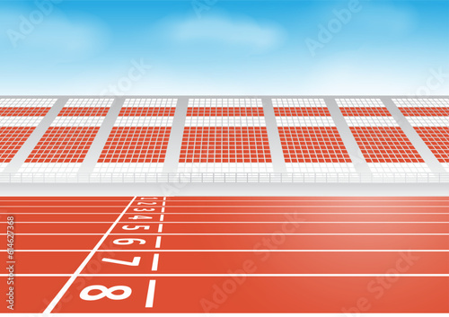 Running Track or Athlete Track in Stadium. Vector Illustration.