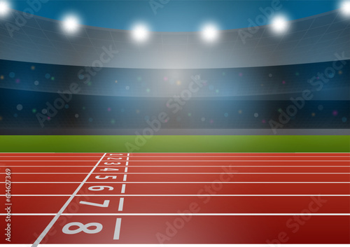 Running Track or Athlete Track in Stadium. Vector Illustration.
