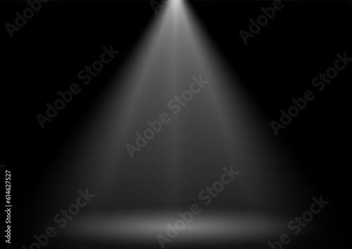 Spotlight on the Stage. Stage Light Background. Light on Stage Podium. Spotlight Scene Illumination. Vector Illustration. 