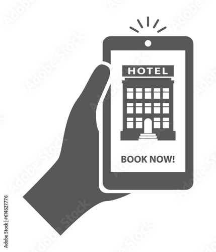hand smartphone hotel book