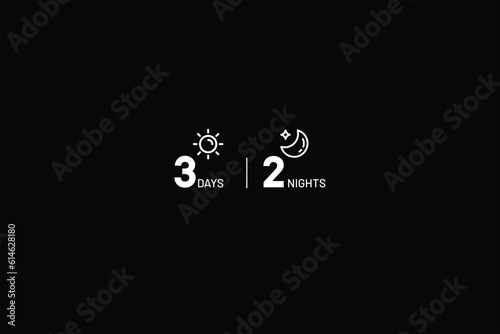 3 days 2 nights text and icon design concept