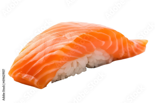 Salmon sushi isolated on transparent background. Generative AI.