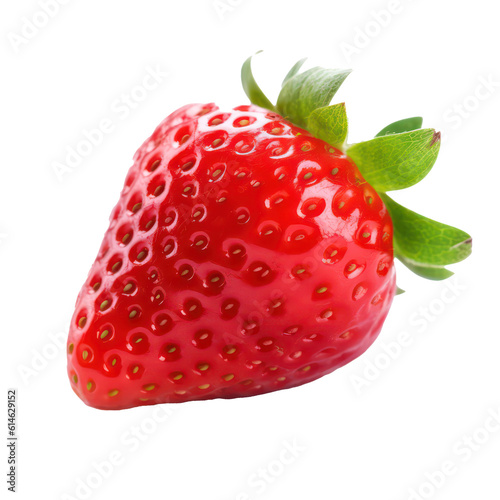 Red strawberry isolated on transparent background. Generative AI.