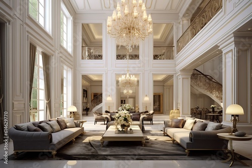 3d render of luxury home interior, living room,Generative AI © Azar