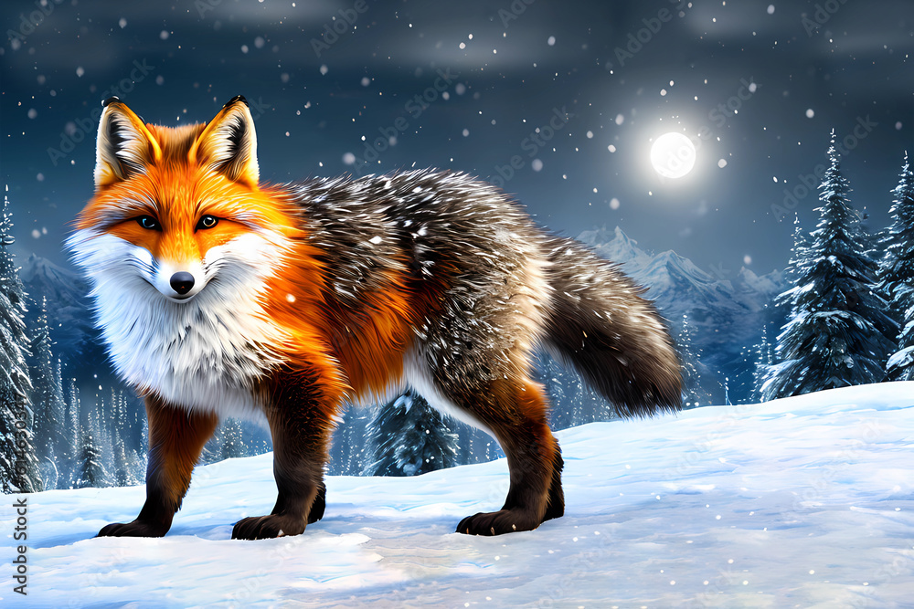 Red Fox Adventure in the Wintry Landscape Red Fox Adventure in the Wintry Landscape