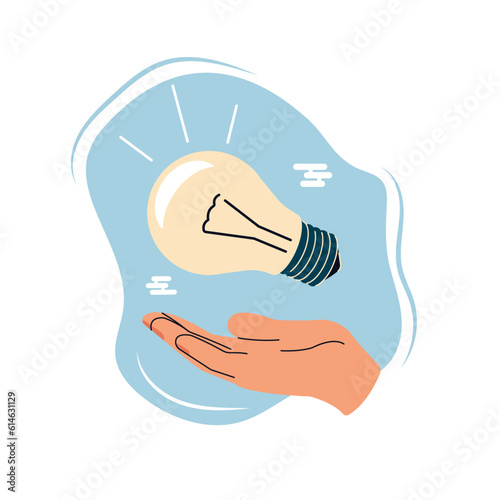 hand holding a light bulb, miniature with a hand gesture, business concept