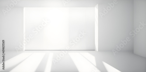 Wallpaper Mural White minimalistic room with blank walls and sunlight streaming through windows. Generative AI Torontodigital.ca