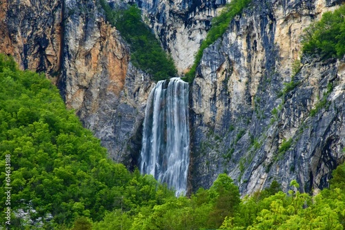 Boka waterfall near Bovec in Primorska  Slovenia