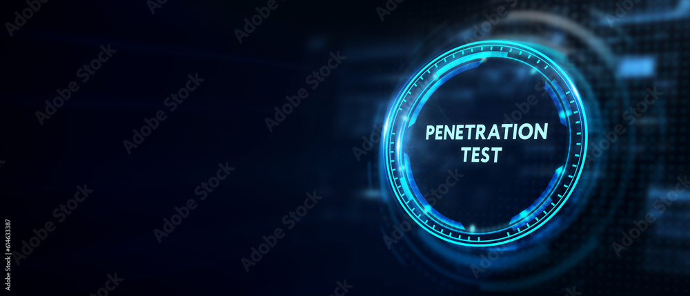 PENETRATION TEST inscription, cyber security concept. 3d illustration